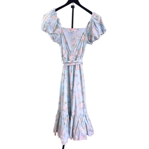 LoveShackFancy Dress Estelle Maxi Blue Floral Puff Sleeve Cottagecore Floral 10 - Picture 4 of 7